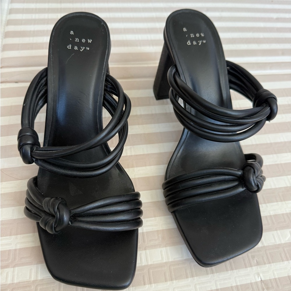 A New Day Black Strappy Heeled Sandals
